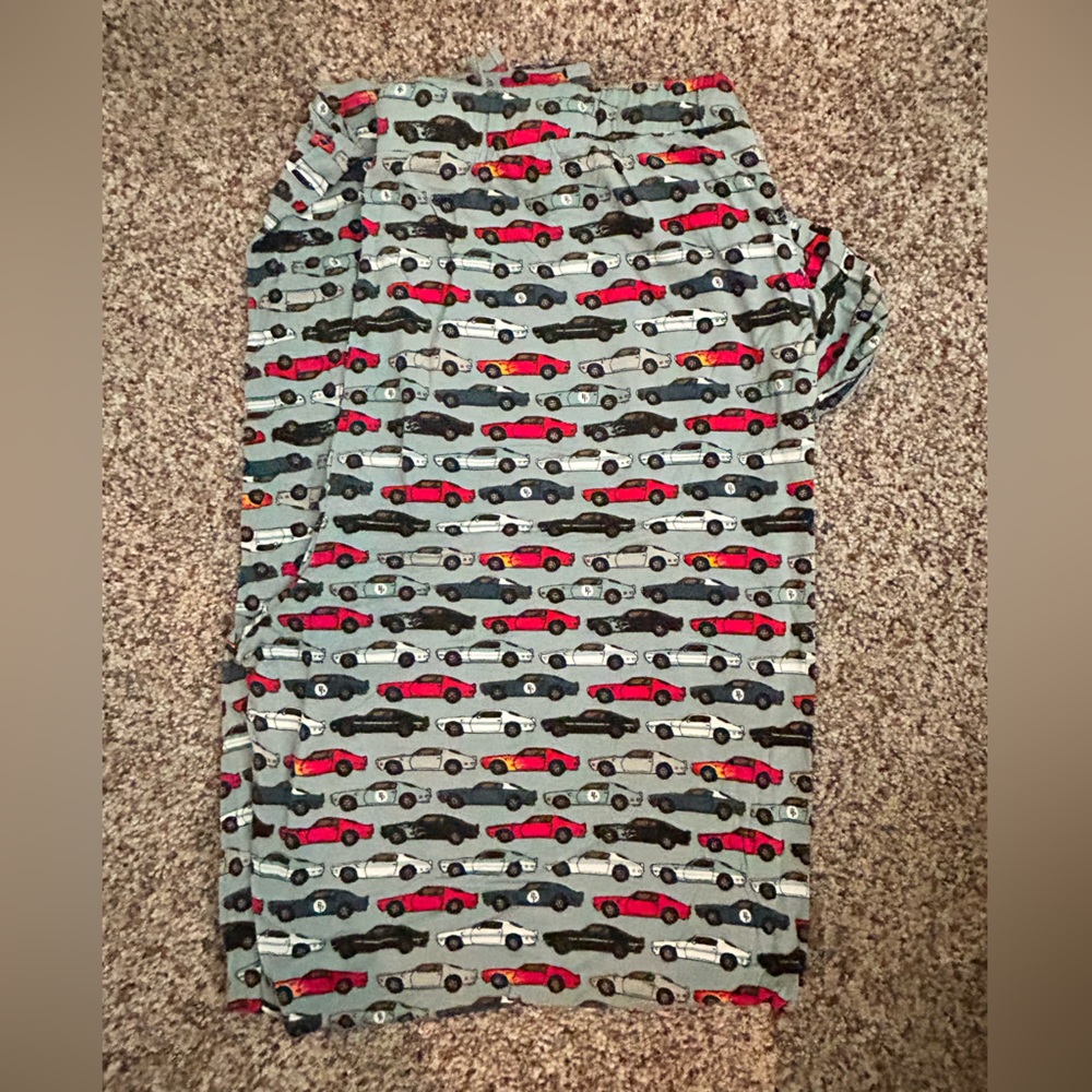 Posh Peanut Light Blue Jogger Pants with Red & Black Car Print